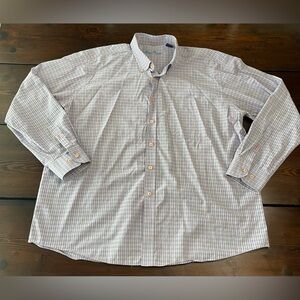 Alan Flusser Mens XXL Button Down Shirt Blue Pink Yellow Red Cotton Long Sleeve